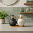 Round Glass Soap Dispenser - Black & White - 1