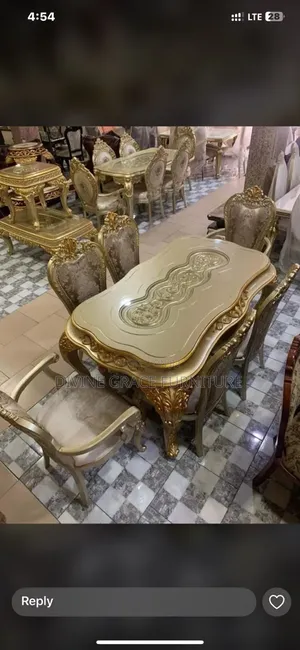 Divine Grace Dining Set - 6 Seater, Rectangular, Gold