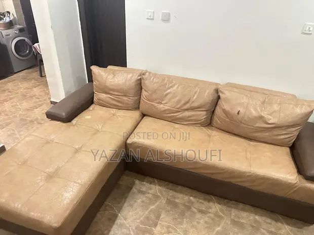 Home Interiors L-Shape Sofa - Brown Leather - 1