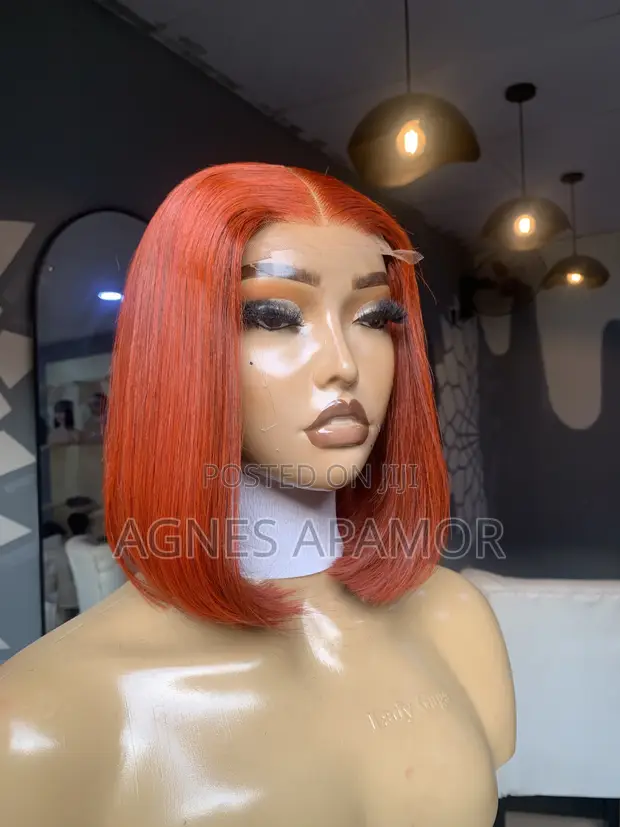 Orange Bone Straight Wig 10-inch, 200g, 2x6 Closure - 1