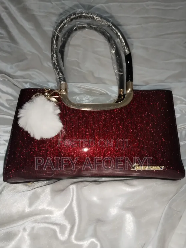 Burgundy Glitter Statement Handbag - 1