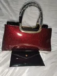 Burgundy Glitter Statement Handbag - 2