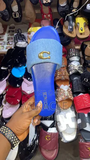 Takalmi na Coach Blue Leather Slides - Girman 40