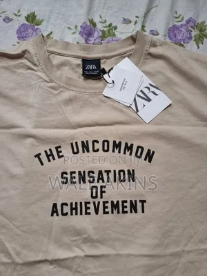 Authentic Zara Men's Tan Cotton T-Shirt - Size L