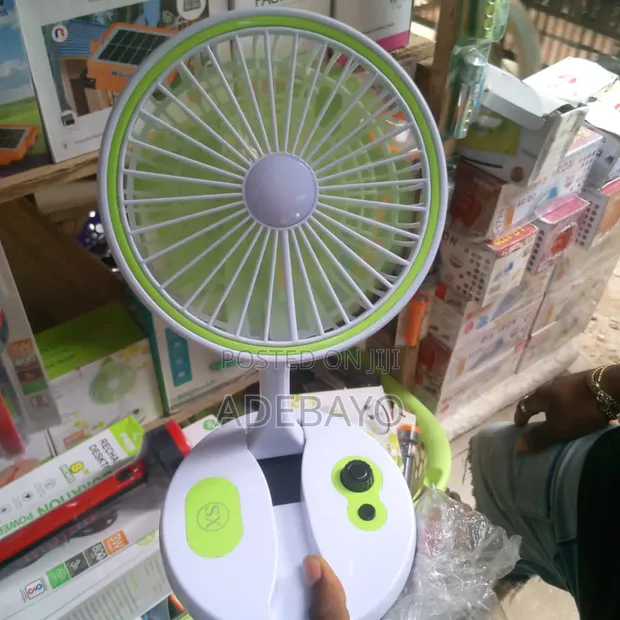 GE Rechargeable Table Fan - White/Green - 1