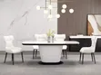 Modern 6-Seater Dining Set - White Marble & Leather - 2