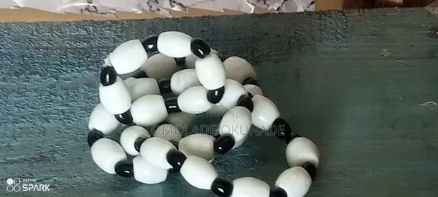 Bridal Bead Necklace - White & Black - 1