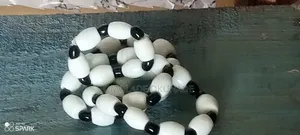 Bridal Bead Necklace - White & Black