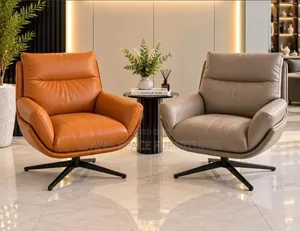 Modern Leather Swivel Accent Chair