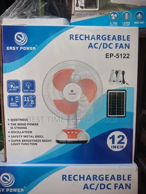 Easy Power 12" Solar Rechargeable Table Fan