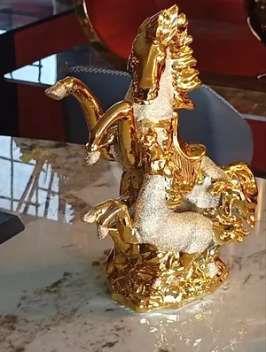 Golden Double Horse Mother and Child Figurine