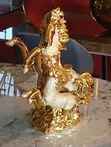 Golden Double Horse Mother and Child Figurine - 2