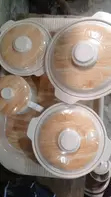 Kitchen Ceramic Plate - Wooden Pattern Dinner Set - 2
