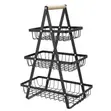 Fruit Basket for Kitchen Use - Black, 3 Compartments - 1