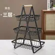 Fruit Basket for Kitchen Use - Black, 3 Compartments - 2