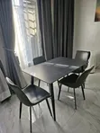 Square Marble Dining Table + 4 Grey Chairs - 3