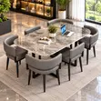 Modern Marble & Upholstered Dining Set - 1