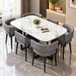 Modern Marble & Upholstered Dining Set - 2