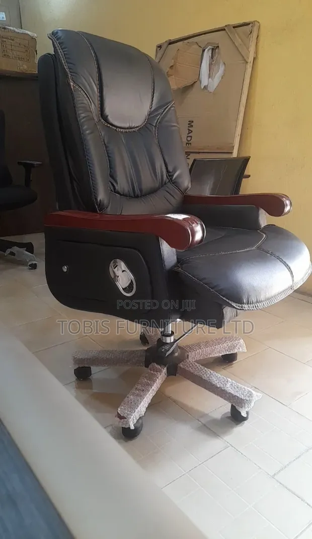 Executive Reclining Office Chair - Black Faux Leather - 1