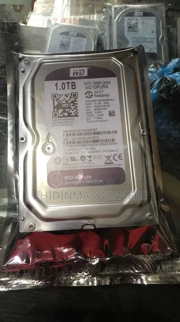 1TB WD Purple Hard Drive na Kwamfuta - 1