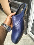 Bold Maza Na Gargajiya Rabin Takalmi - Ja In Blue Leather - 2