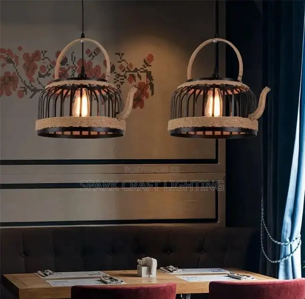 Boho Rustic Teapot Pendant Light - 1