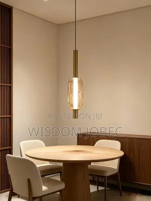 Modern Gold & Amber Glass Cylinder LED Pendant Light