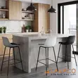 Modern Nordic-Style Padded Bar Stools - 4