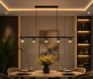 Modern Linear LED Pendant Light Fixture - Black Horizontal