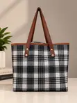Babban Jaka Mai Launi Brown na Faux Leather - 2