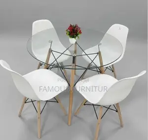 Kayan Gina Zauren Cin Abinci Mai Kwalba Mai Zagaye tare da kujeru 4 na salon Eames