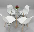 Round Glass-Top Dining Set with 4 Eames-Style Chairs - 1