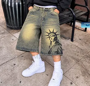 Y2K Streetwear Wide-Leg Jeans Shorts