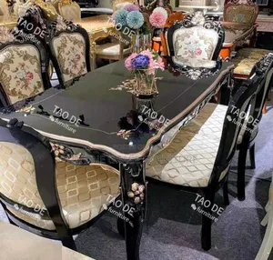 Premium Royal Dining Table Set - Black Glossy