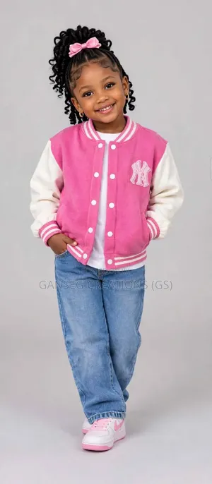 Mai Kyau Pink & White Varsity Sweatshirt Jacket ga Yara Mata