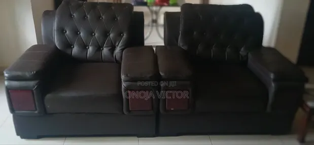 Modern Black Leather Complete Sofa Set - 1