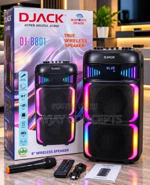 DJACK DJ-8801 Bluetooth Speaker da Mic mara waya & Fitulolin LED