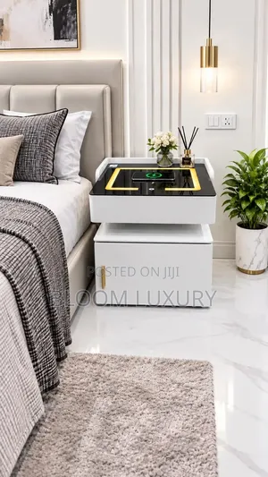 Luxury Smart Bedside/Center Table with Safe & Wireless Charger