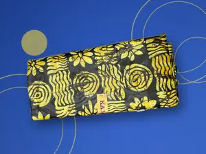 Kampala Yellow & Black Floral Swirl Fabric, 5 Yards