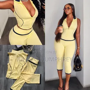 Brand New Two-Piece Athleisure Set - Pale Yellow