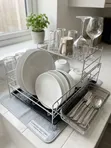 Brand New 2-Tier Stainless Steel Kitchen Rack with Drying Mat - 1