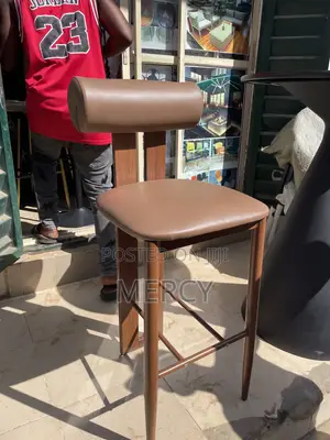 Luxury High Bar Chair - Brown Leather