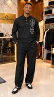 Ihu Abụọ - Two Faces Black Linen Two-Piece - 2