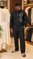 Ihu Abụọ - Two Faces Black Linen Two-Piece - 5