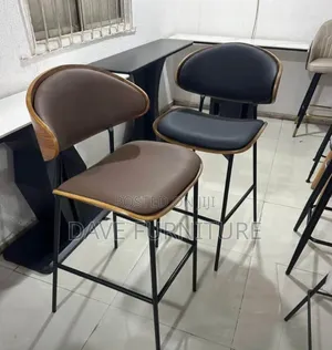 Wooden Back Barstool with Metal Legs
