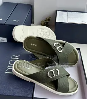 Dior Leather Cross Sliders - Sizes 40-46