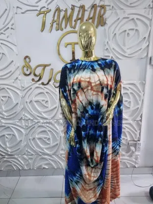 Kaftan Na Siliki Launin Ruwan Kasa Da Shuɗi