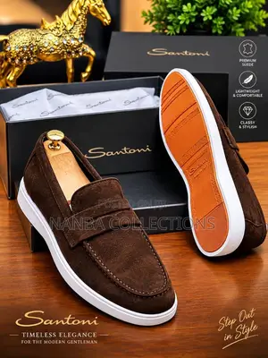 Santoni Loafers - Brown Suede Men's Shoes