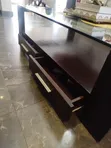 Solid Wood Centre Table with Glass Top & Storage - 4