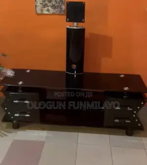 Home Interiors Black Glass TV Stand with Drawer